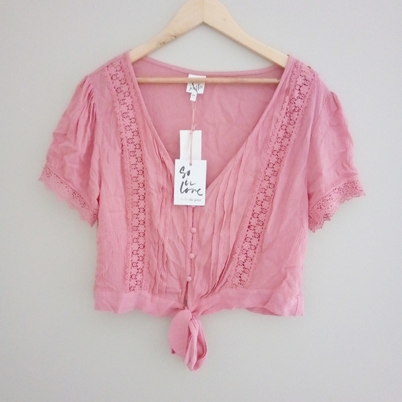 Belle Du Jour Tops - Belle du jour Pink Embroidery Mauve Top